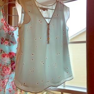 Ann Taylor Loft blue shirt with flowers